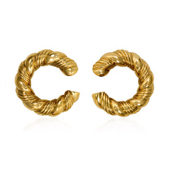 Van Cleef & Arpels, France estate gold hoop earrings