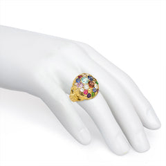 Antique gold multi-gem ring