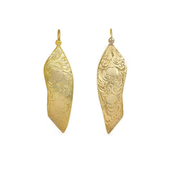 Antique gold tapered hoop earrings