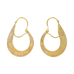 Antique gold tapered hoop earrings