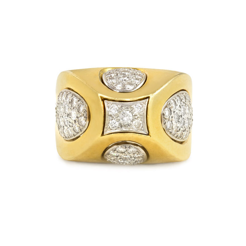 Gold sugarloaf and diamond ring