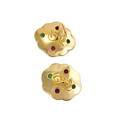 Antique ruby, diamond and emerald quatrefoil earrings
