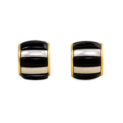 Two-color gold and onyx hoop earrings, Cartier