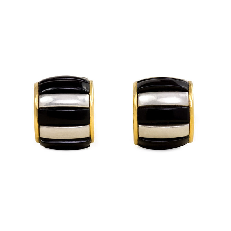 Two-color gold and onyx hoop earrings, Cartier