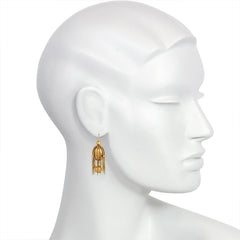 Antique gold bead and fringe earrings