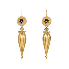 Antique gold and enamel amphora earrings, Russia