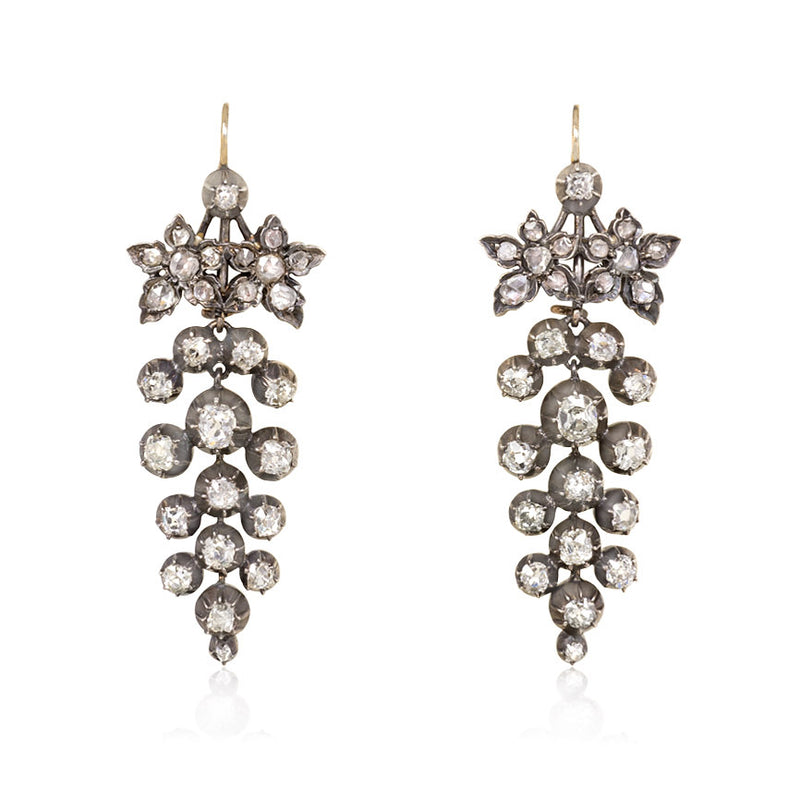 Antique diamond grape earrings