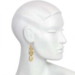 Antique gold oblong pendant earrings