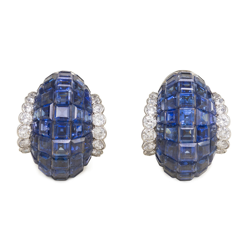 Van Cleef & Arpels Mystery-set sapphire and diamond earrings