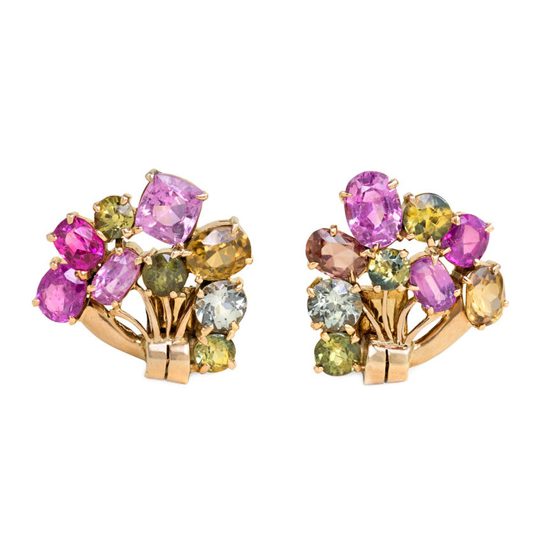 Retro gold and gemset earrings