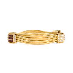 Pair of gold and gemset bangle bracelets