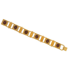 Etruscan Revival gold and carnelian scarab bracelet