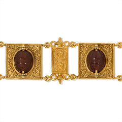 Etruscan Revival gold and carnelian scarab bracelet