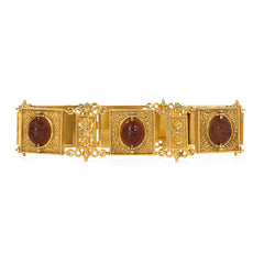 Etruscan Revival gold and carnelian scarab bracelet