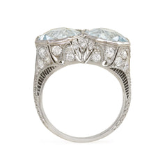 Art Deco aquamarine and platinum headlight ring