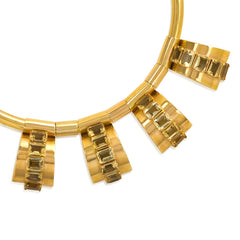 Retro gold and citrine plaque necklace