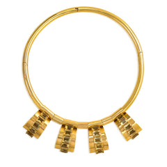 Retro gold and citrine plaque necklace