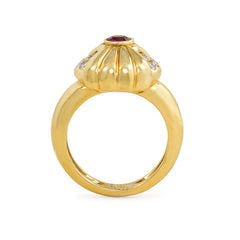 Gold, diamond and ruby ring with rotating centerpiece, Boucheron