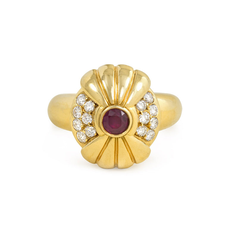 Gold, diamond and ruby ring with rotating centerpiece, Boucheron
