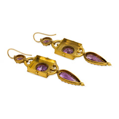 Antique Etruscan revival gold and amethyst earrings
