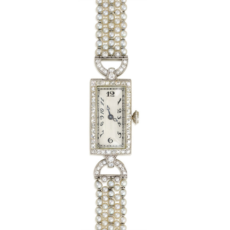 Art Deco seed pearl dinner watch, C.H. Meylan