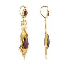 Antique day-to-night gold and garnet earrings