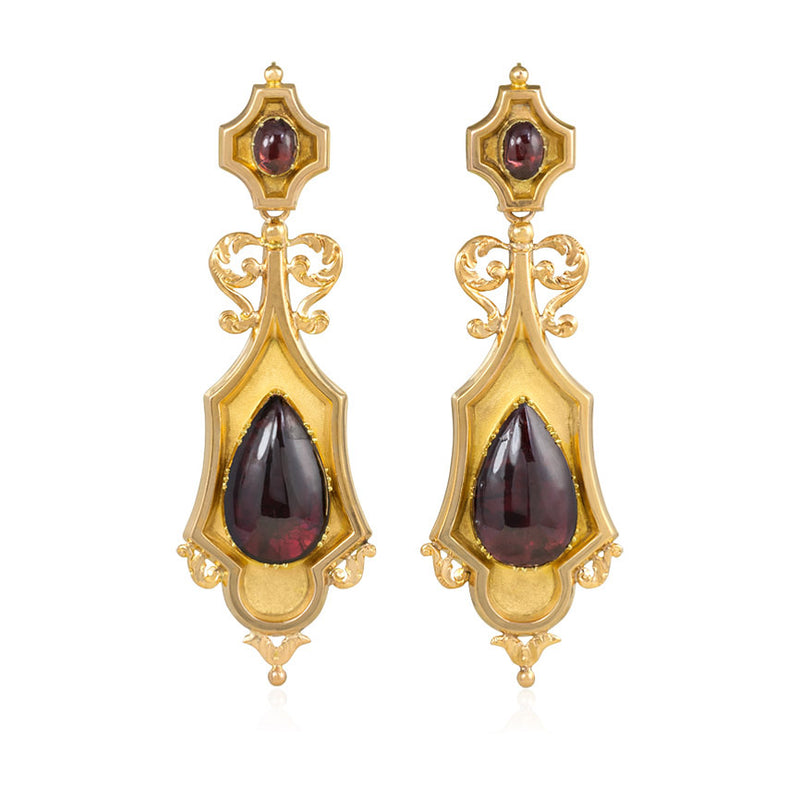Antique day-to-night gold and garnet earrings
