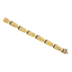 Italian 1970s gold and diamond oblong ribbed link bracelet