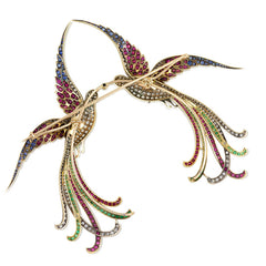 Pair of superb antique bird brooches