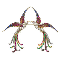 Pair of superb antique bird brooches