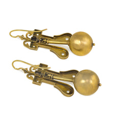Antique turquoise and gold bead earrings