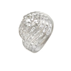 Retro diamond turban cocktail ring, France