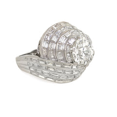 Retro diamond turban cocktail ring, France