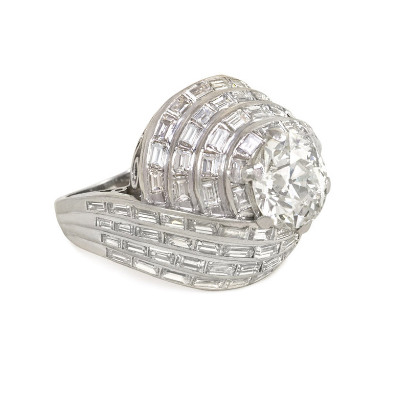 Retro diamond turban cocktail ring, France