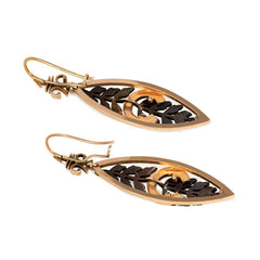Antique gold navette-shaped earrings