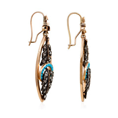 Antique gold navette-shaped earrings