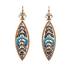 Antique gold navette-shaped earrings