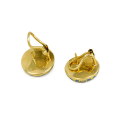 Checkered opal and mother-of-pearl button earrings, Angela Cummings