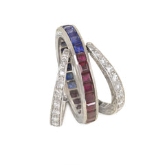 Art Deco diamond and gem flip ring