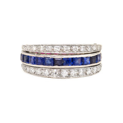 Art Deco diamond and gem flip ring