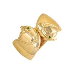 Cartier estate gold cuff bracelet with falcon heads