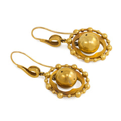 Antique gold bead pendant earrings