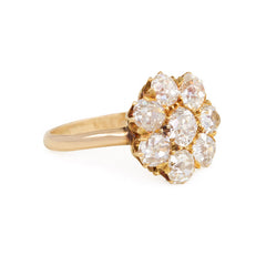 Antique gold and old mine diamond cluster ring