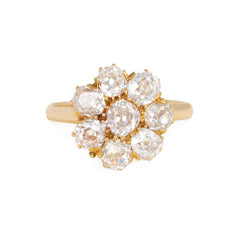Antique gold and old mine diamond cluster ring
