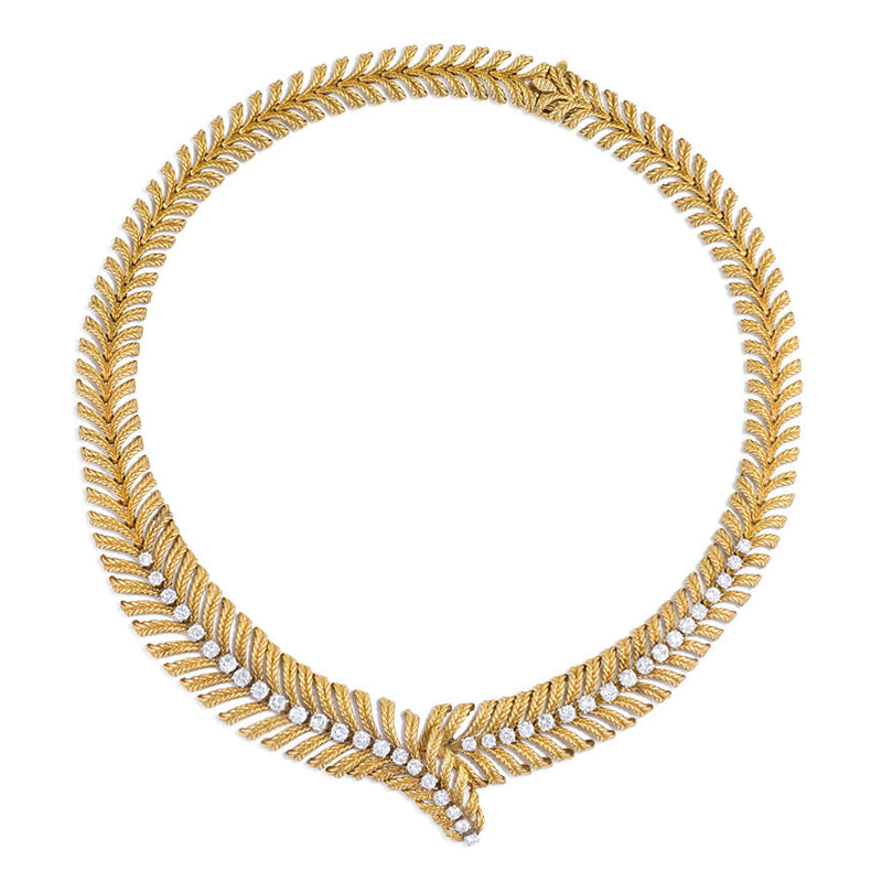 Textured gold and diamond necklace, Boucheron