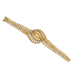 Textured gold and diamond overlapping bracelet, Boucheron