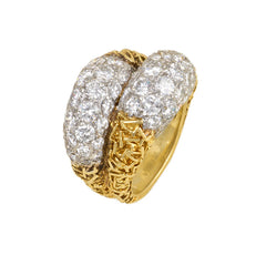 Van Cleef & Arpels gold and diamond double bombé ring