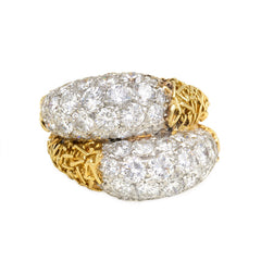 Van Cleef & Arpels gold and diamond double bombé ring