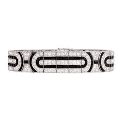 Art Deco diamond and calibré onyx bracelet, France