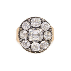 Antique old mine cut diamond mourning ring